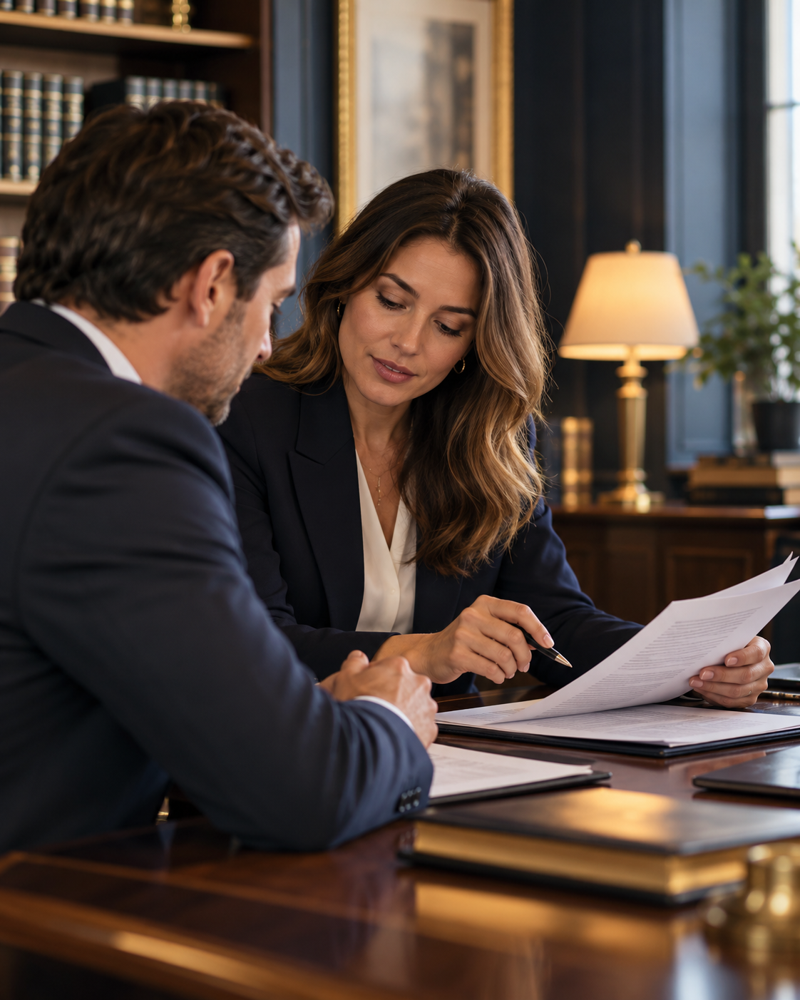 Legal professionals reviewing a document